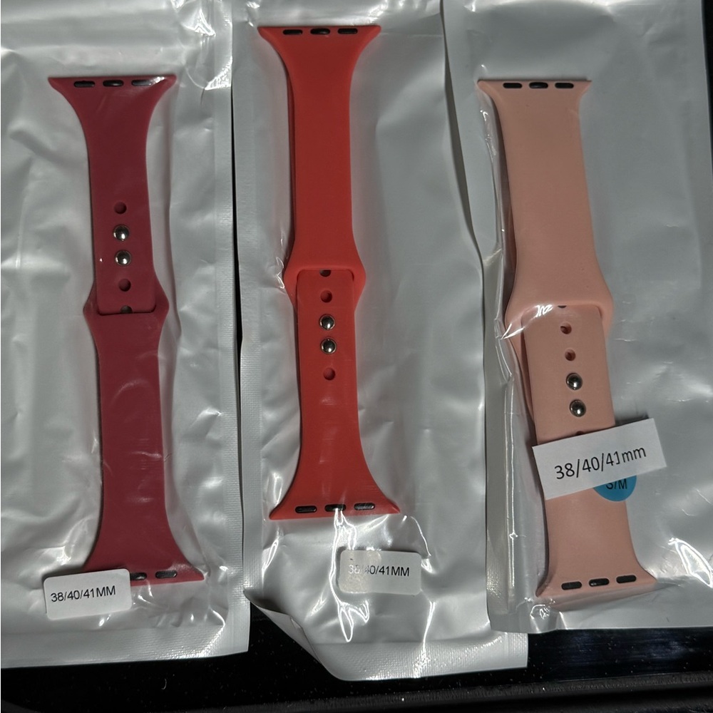NEW 6 Piece Smartwatch Bands - Black, Purple, Blue, Coral, Red, Pink 38/40/41mm - Picture 3 of 3